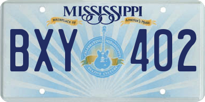 MS license plate BXY402