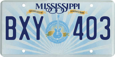MS license plate BXY403