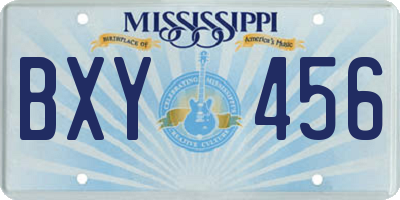 MS license plate BXY456