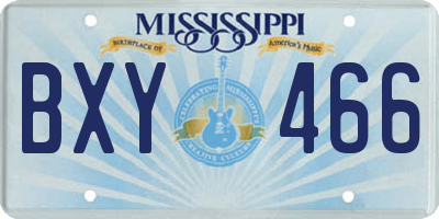 MS license plate BXY466
