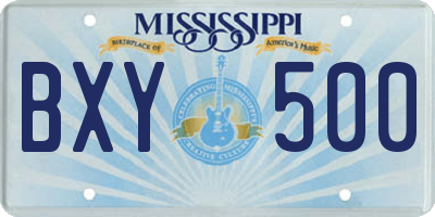 MS license plate BXY500