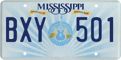 MS license plate BXY501
