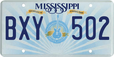 MS license plate BXY502