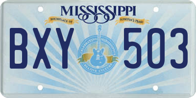 MS license plate BXY503