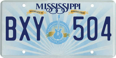 MS license plate BXY504