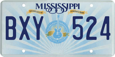 MS license plate BXY524