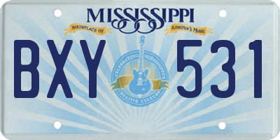 MS license plate BXY531