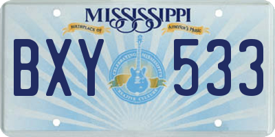 MS license plate BXY533