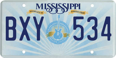 MS license plate BXY534