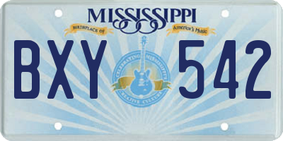 MS license plate BXY542
