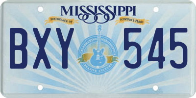 MS license plate BXY545