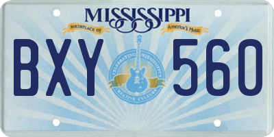 MS license plate BXY560