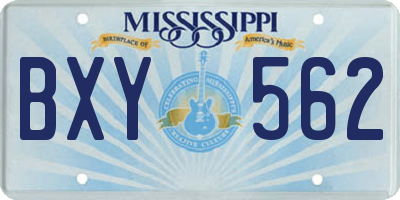 MS license plate BXY562