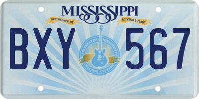 MS license plate BXY567