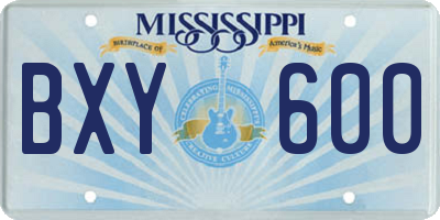 MS license plate BXY600