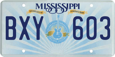 MS license plate BXY603