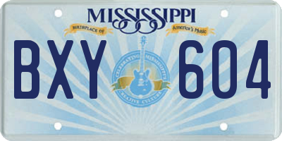 MS license plate BXY604