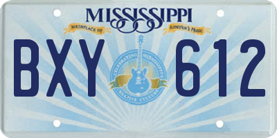 MS license plate BXY612