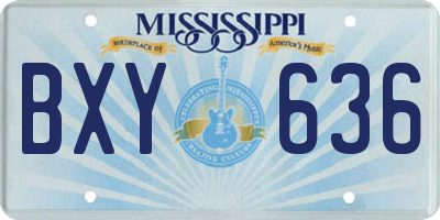 MS license plate BXY636