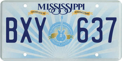 MS license plate BXY637