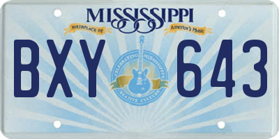 MS license plate BXY643
