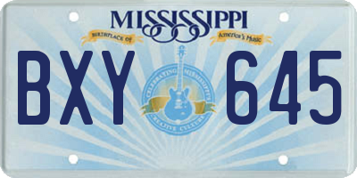 MS license plate BXY645