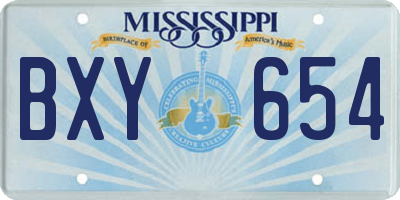 MS license plate BXY654
