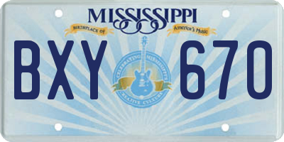 MS license plate BXY670