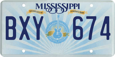 MS license plate BXY674