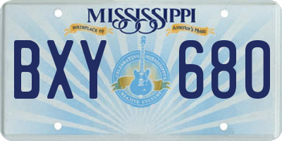 MS license plate BXY680
