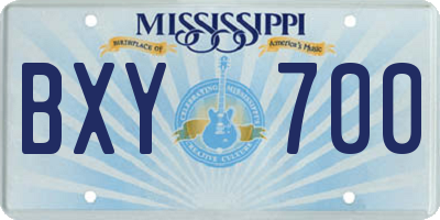 MS license plate BXY700
