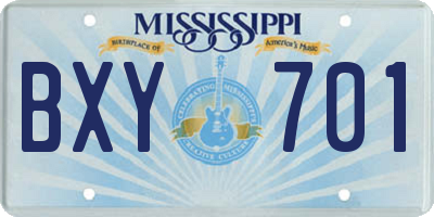 MS license plate BXY701