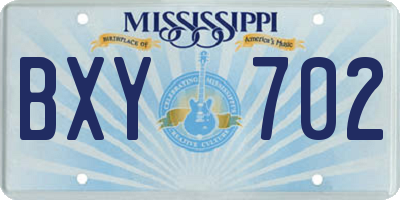 MS license plate BXY702