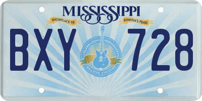 MS license plate BXY728