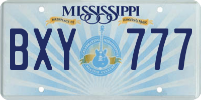 MS license plate BXY777