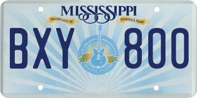 MS license plate BXY800