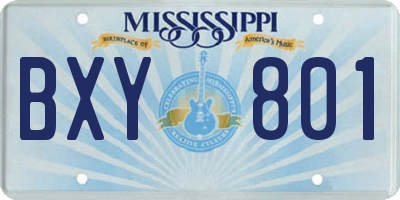 MS license plate BXY801