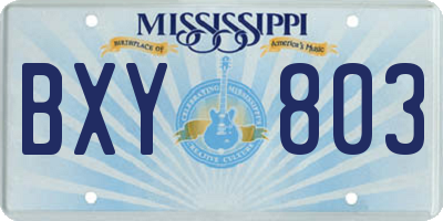 MS license plate BXY803