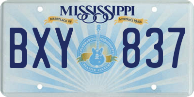 MS license plate BXY837