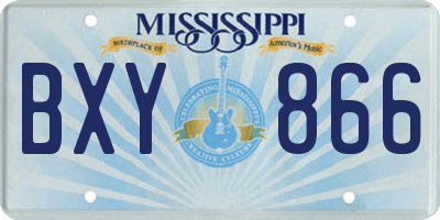 MS license plate BXY866