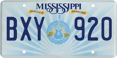 MS license plate BXY920