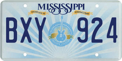 MS license plate BXY924