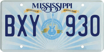 MS license plate BXY930