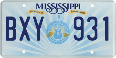 MS license plate BXY931