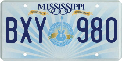 MS license plate BXY980