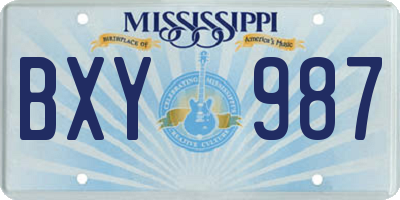 MS license plate BXY987