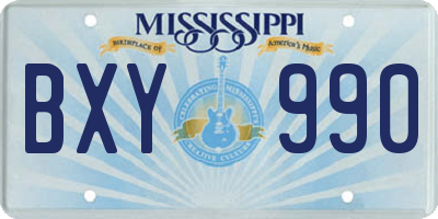 MS license plate BXY990