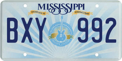 MS license plate BXY992