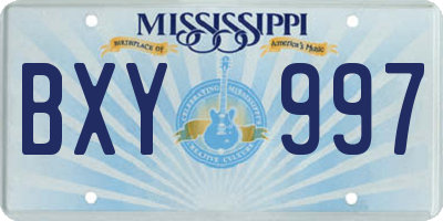 MS license plate BXY997
