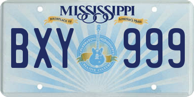 MS license plate BXY999